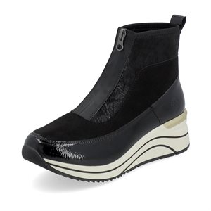 Black wedge heel ankle boot D0T71-01