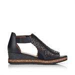 Sandale noir à talon compensé D3056-01