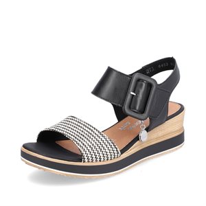 Black wedge heel sandal D6453-01