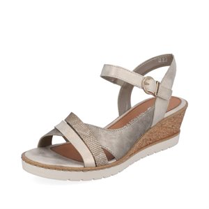 Beige / metallic wedge heel sandal R6263-60