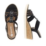 Black wedge heel sandal R6264-02