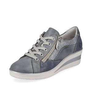 Blue wedge heel laced shoe R7216-12