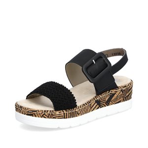 Black wedge heel sandal V3950-00